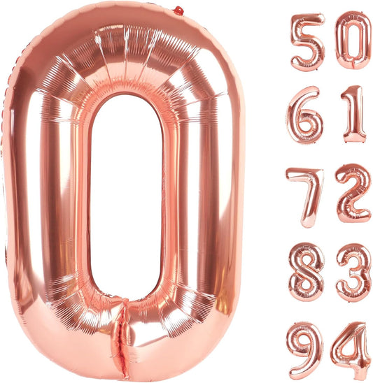 Regine Switzerland Rose Gold Number Balloon - 40 Inch 0 Balloon for Birthday Decorations | Party Supplies