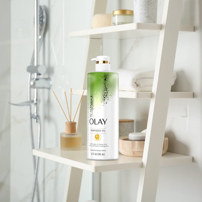 Olay Hydrating Body Wash for Women with Hempseed Oil and Vitamin B3, 20 fl oz (Pack of 4)