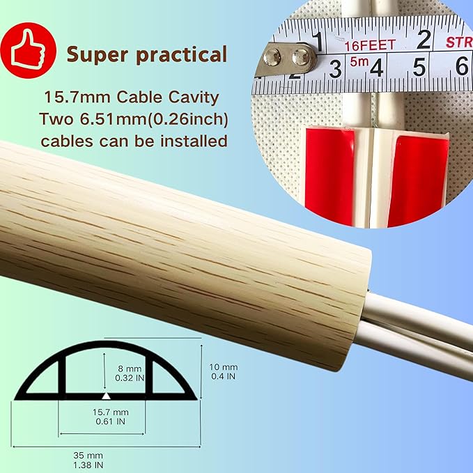 BEIEBIJOB Self Adhesive Floor Cord Cover, Cable Protector, 10ft, Beige