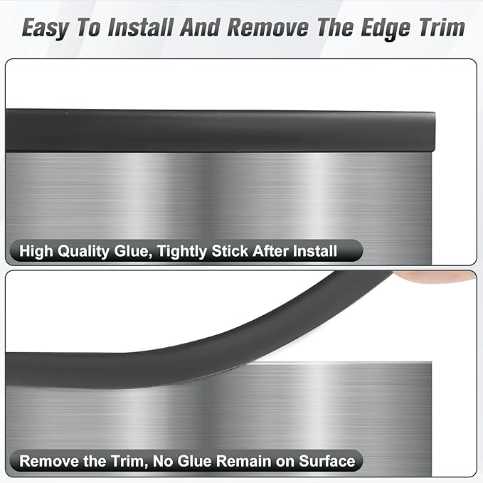 Rubber Edge Trim, Self Adhesive U Channel Edge Trim, U Shaped Trim for Plywood, Glasses, Mirror, Flexiglass, Sharp Edge Parts, Size 5/16" (8mm), Length 20Ft, Black Color, Peel and Stick Plastic Trims