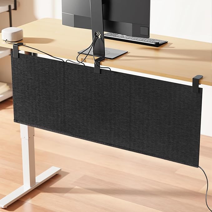 ERGO COLLECT No Drill Under Desk Cable Management and Privacy Panel 2 in 1 | Modesty Panel with Cord Organizer |Felt Standing Desk Back Skirt for Office,Home(47.2")