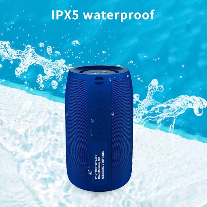 Musibaby M68 Bluetooth Speaker, 12W, IPX5, FM, USB AUX, Blue