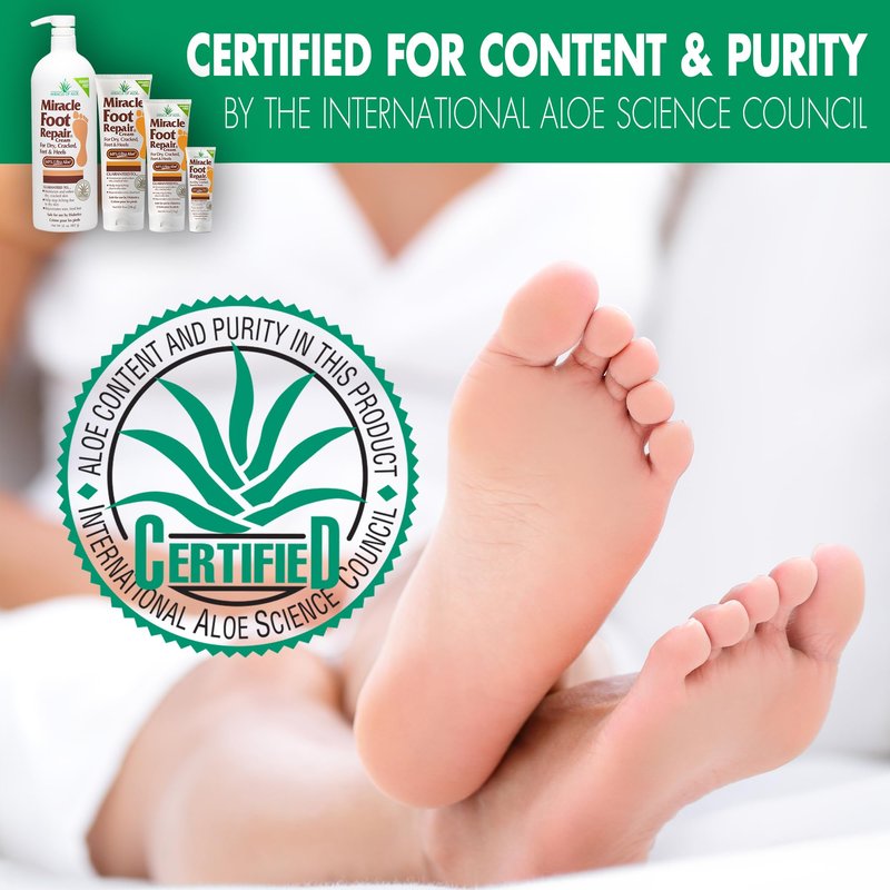 Miracle Foot Repair Cream (8 oz / 3-Pack) Repairs Dry Cracked Heels and Feet, 60% Pure UltraAloe Moisturizes, Softens, and Repairs