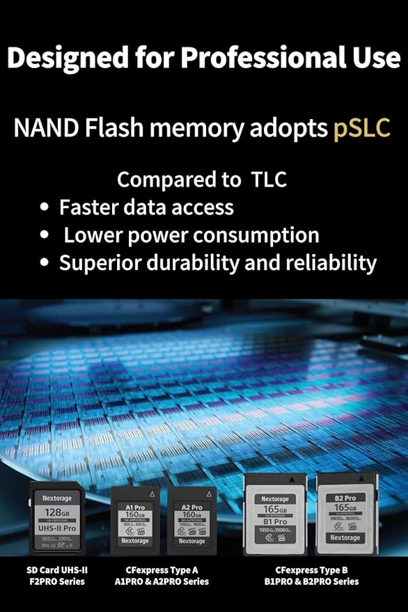 Nextorage Japan 128GB SD Card UHS-II Memory Card V90 Canon, Sony, Nikon, Fujifilm, Panasonic Camera 8K 4K High-Speed Continuous Shooting pSLC Max Read 300MB/s Max Write 299MB/s NX-F2PRO128G