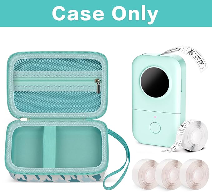 PAIYULE Hard Carrying Case for Phomemo D30 D35 Label Maker, Label Printer Case for Nelko P21, for NIIMBOT D110 D11, for Marklife P11 P12, for SUPVAN E10 Storage Bag with Mesh Pocket (Grid)