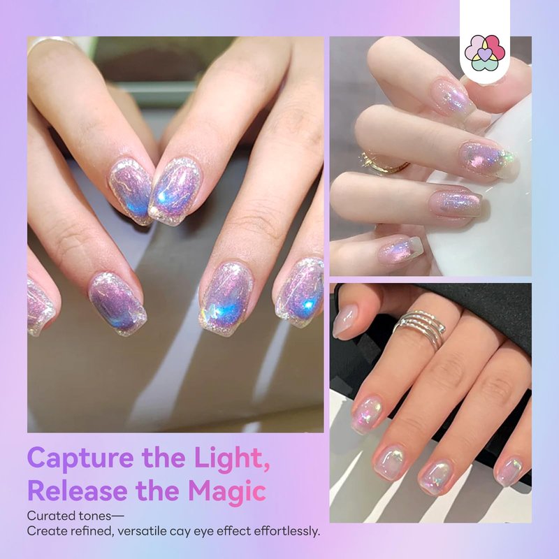 SAVILAND Color Artistry Cat Eye Gel Nail Polish Set: 2026 12 Colors 5ml Crystal Shiny Gloss Cateye Gel Polish Aurora Borealis Pink Blue Magnetic Gel Polish Glitter Gel Nail Polish Gifts Home DIY