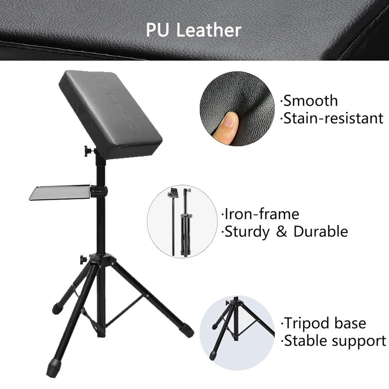Tattoo Arm Rest Stand with Tray - Adjustable Height, Sponge Pad, Tripod Base