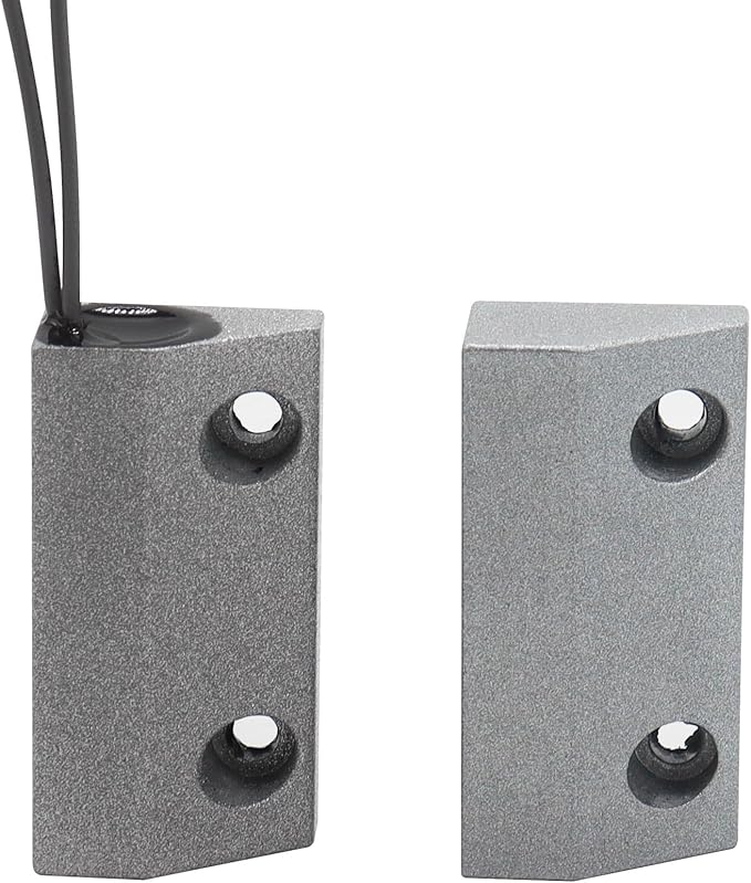 FOCMKEAS Magnetic Reed Switch Wired Surface Mount Normally Open NO Contact Sensor Alarm Magnetic Door Switch with 2 Wires, Zinc Alloy Sliver, MC-56
