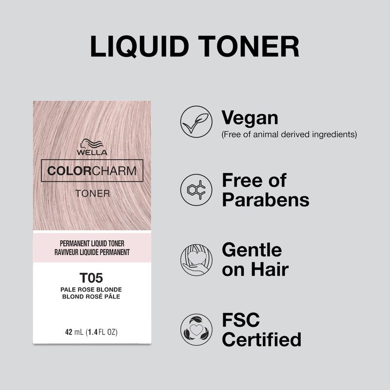 COLORCHARM Permanent Liquid Toners| Neutralize Brass| Free of Parabens| Vegan| T19 Pearlescent Blonde| 1.4 Fl Oz