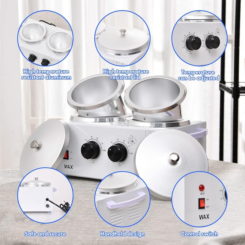 Portable Waxing Kit - Dual Pot Wax Warmer Machine for Smooth Hair Removal | Ideal for Home Use
