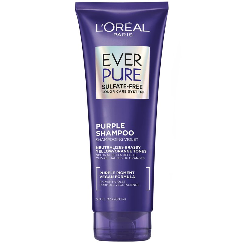LâOreal Paris Sulfate Free Brass Toning Purple Shampoo for Blonde, Bleached, Silver, or Brown Highlighted Hair, EverPure, 6.8 Fl Oz (Packaging May Vary)