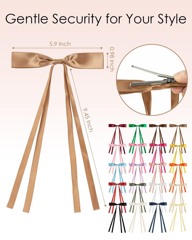 Baemin 60 Pcs Hair Bows for Girls Women, Hair Clips, Long-Tail Ribbons, Loose Pack, Hair Decoration Accessories