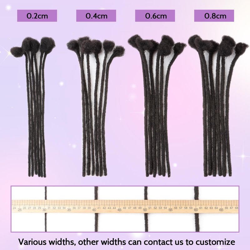 Loc Extensions Human Hair Dreadlock Extensions Human Hair Dreads Extensions for Men Women Kids Real Human Hair Locs Full Handmade Permanent Locs 0.6cm 6inch 30 Strands