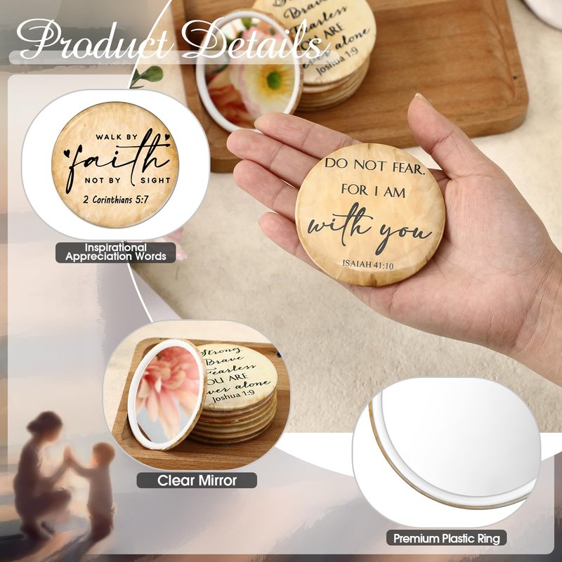 GlikCeil 72 Pcs Mini Christian Compact Mirrors for Women Church Gifts Retro Inspirational Bible Verse Pocket Makeup Mirrors Religious Gift for First Communion Church Baptism Party Favors