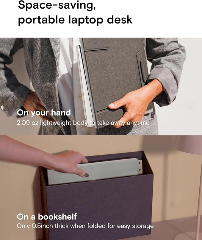 MOFT Folding Laptop Stand Lap Desk, Portable & Mini Computer Stand Laptop Desk for Travel and Home Office, Ergonomic Design with Adjustable Viewing Angles, Lightweight Computer Cooling Riser, Gray