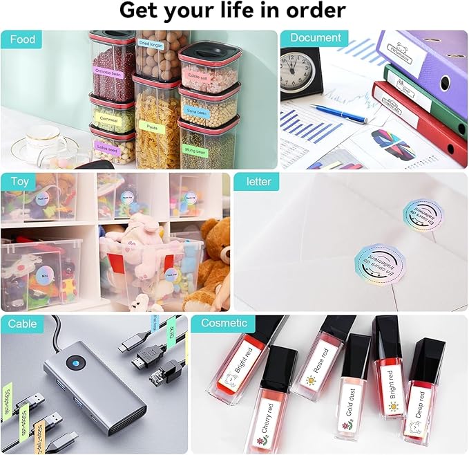 lopevi Label Maker Machine - Portable Bluetooth Mini Label Printer - Smartphone Handheld Thermal Sticker Small Labeler Multiple Templates Font Icon Inkless Custom Label for Home Kids School Items