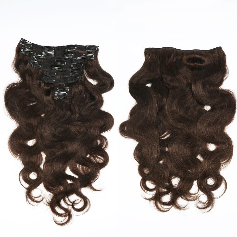Clip in Hair Extensions Real Human Hair 14 Inch Remy Human Hair Extensions for Women Double Weft Seamless Clip ins Brazilian Body Wave Virgin Human Hair Extensions 8Pcs 100g 20 Clips Dark Brown