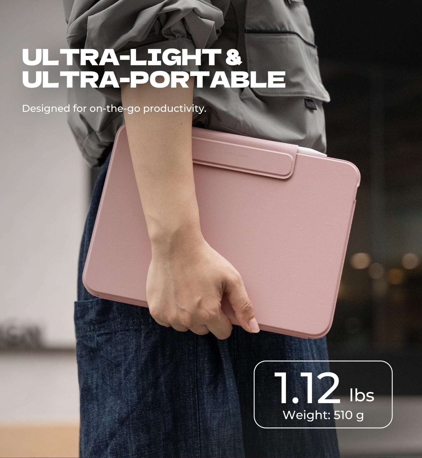 Dexnor for iPad (A16) 11th/10th Generation Case with Keyboard Ultra-Thin Magnetic Folio Keyboard Case Trackpad Pencil Holder Backlit Rechargeable for iPad A16 11" 2025/10th Gen 10.9" 2022, Pink