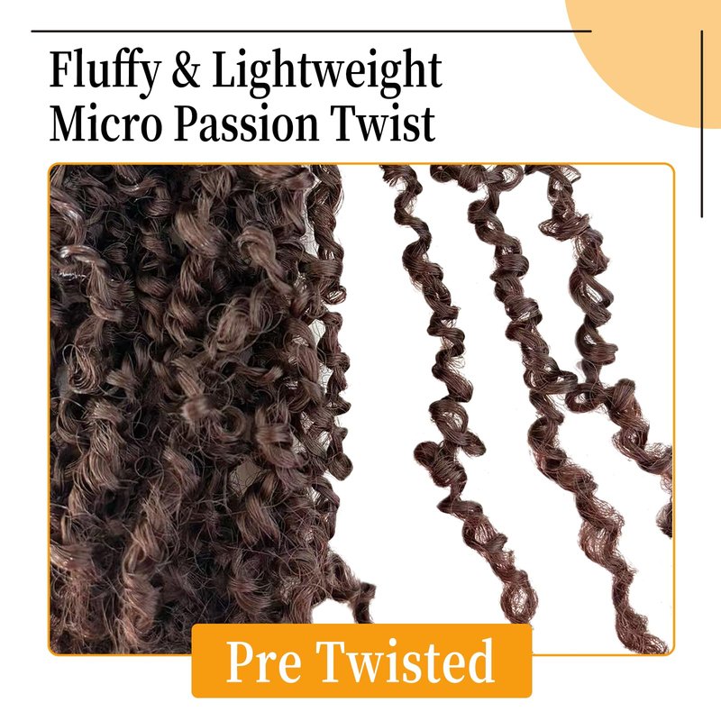 12 Inch Pre-Looped Yanky Twist Crochet Hair, 30 Strands/Pc, Mini Passion Twists, Senegalese Braiding Hair (4#, 8 Pcs/Pack)