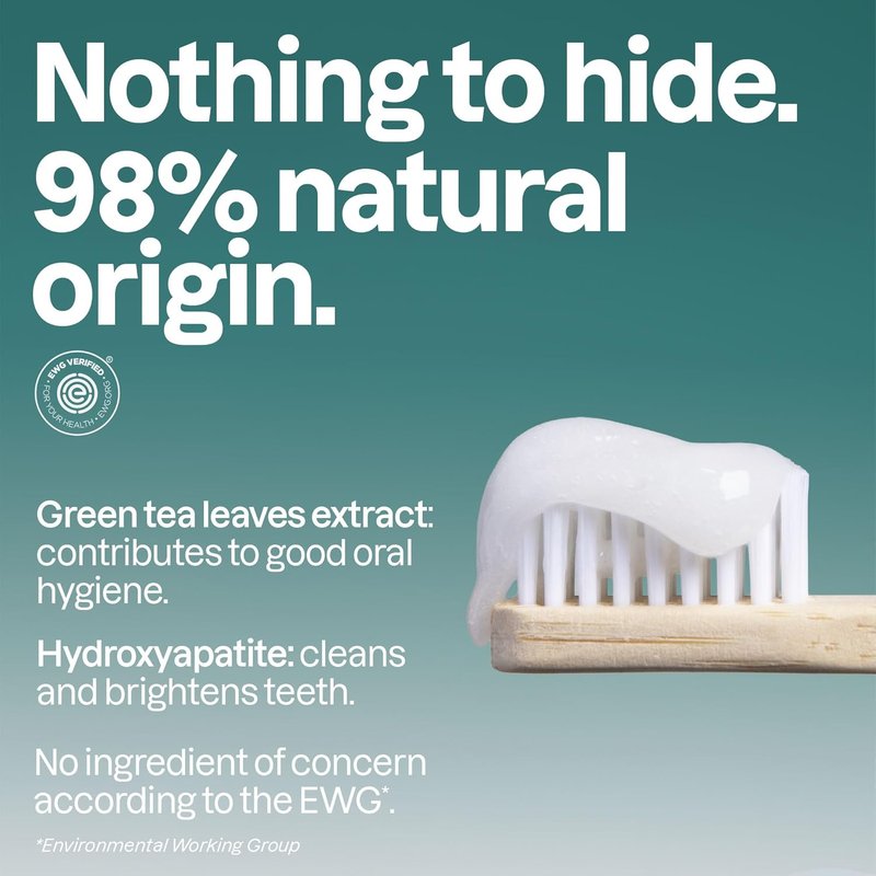 Fluoride-Free Whitening Toothpaste - Peppermint Flavor | Vegan, EWG Verified, 4.2 Oz