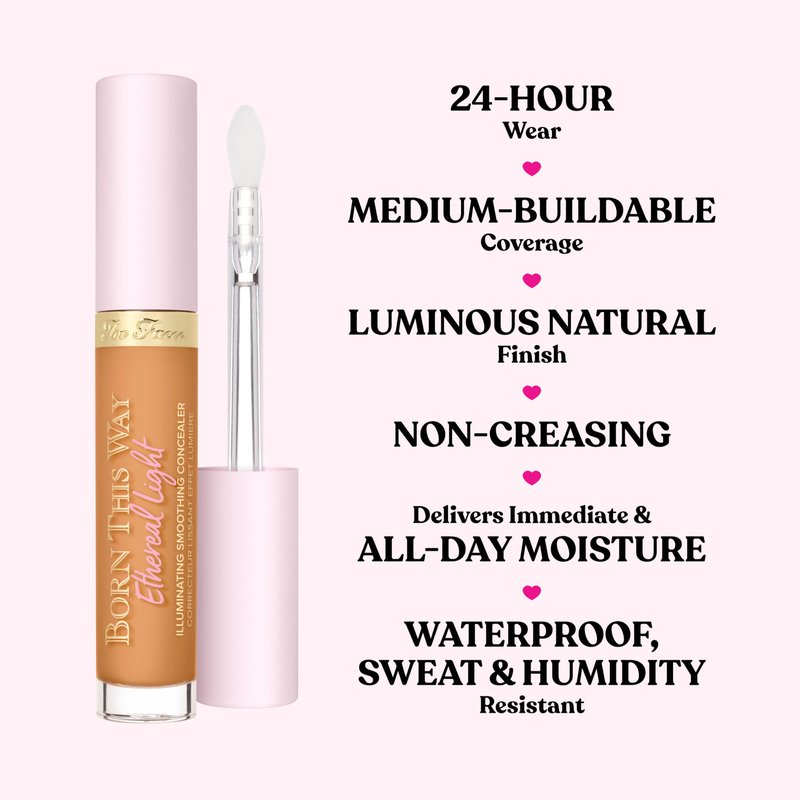 Too Faced Born This Way Ethereal Light Illuminating Smoothing Concealer | With Hyaluronic Acid, Conceals + Brightens Dark Circles, Non-Creasing + Waterproof, 0.16 Fl Oz, Oatmeal