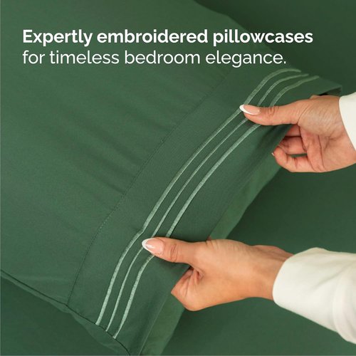 Cal King Size Sheet Set by Hotel Luxury | Comfy, Breathable & Cooling - Deep Pockets, Wrinkle-Free - Emerald Green