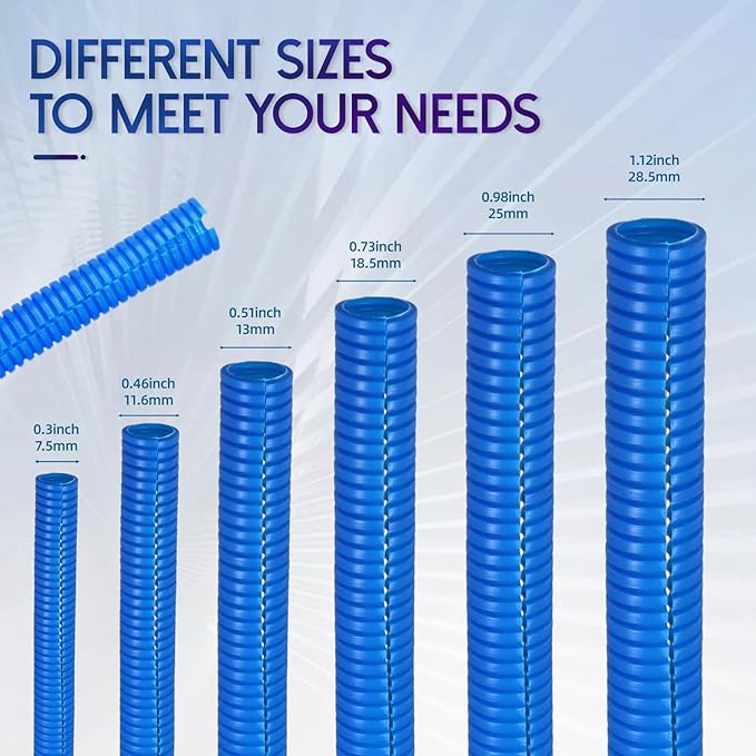 Split Wire Loom Tubing, 10,25ft Cord Protectors from Pets No Chew, Flexible Wire Covers Cord Protectors, Protective Split Cable Sleeve for Automotive Home Industrial Wires(Blue, 0.51inch-10ft)
