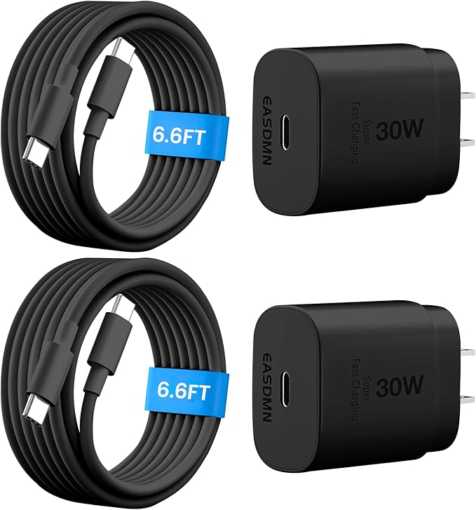 30W USB C i Phone 17 16 15 Charger Fast Charging, 2PACK Wall Charger for iPhone 16 15 Pro Max Charger Cord 6.6FT Fast Type C Block for iPhone 17 Pro Max/17 Air/16/15 Plus/15 Pro Max,i Pad Pro, Black