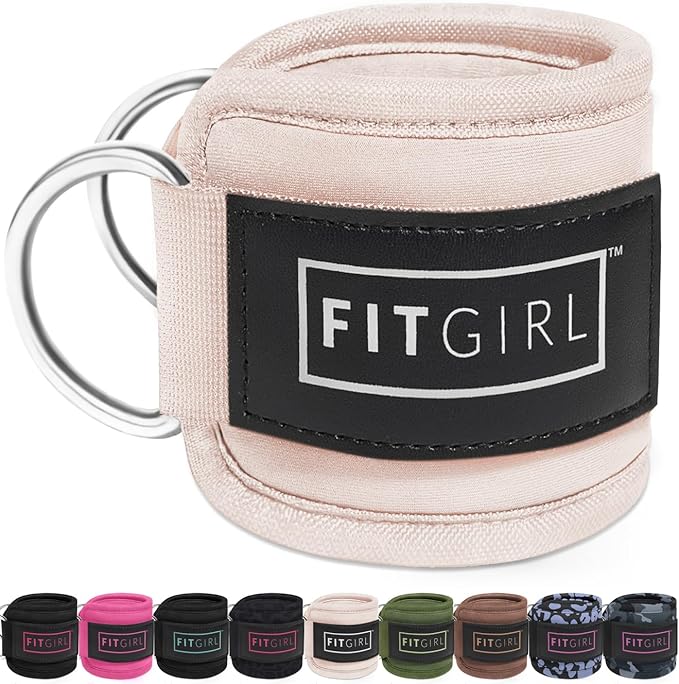 FITGIRL - Ankle Strap (Single) for Cable Machines and Resistance Bands, Work Out Cuff Attachment for Home & Gym, Glute Workouts - Kickbacks, Leg Extensions, Hip Abductors, Women Only (Beige, Single)