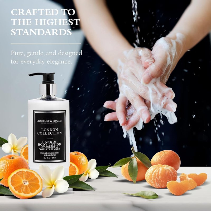 Gilchrist & Soames Hand Wash - Natural Moisturizing Liquid Cleanser with Red Tea & Grape Seed Oil | 15.5 oz Pump Bottle
