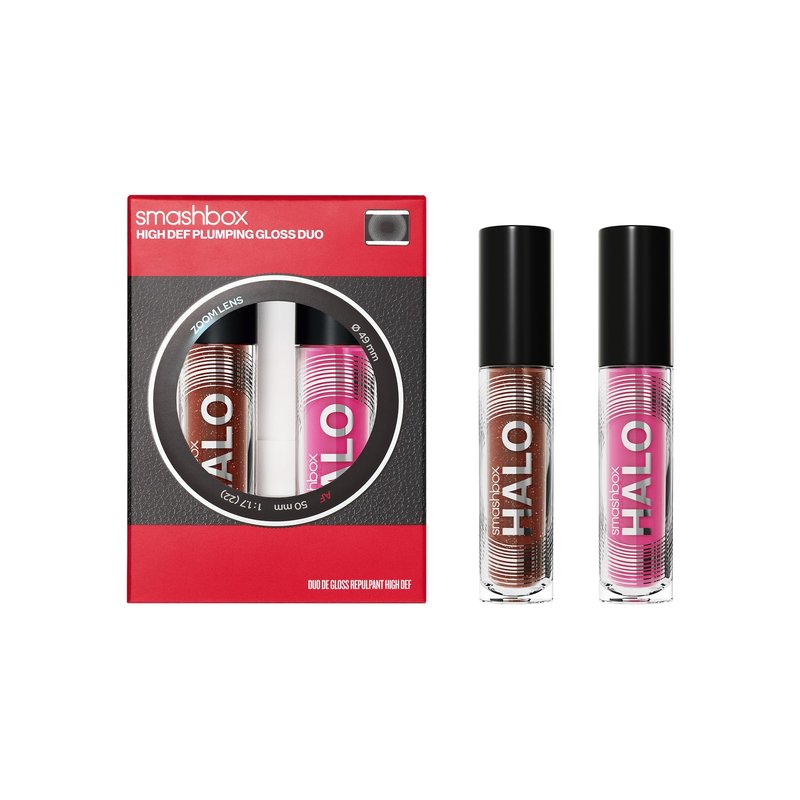 Smashbox Halo Lip Gloss Duo | Full Size, Non-Sticky, Hydrating & Plumping Lip Gloss Gift Set | Hyaluronic Acid and Vitamins C + E