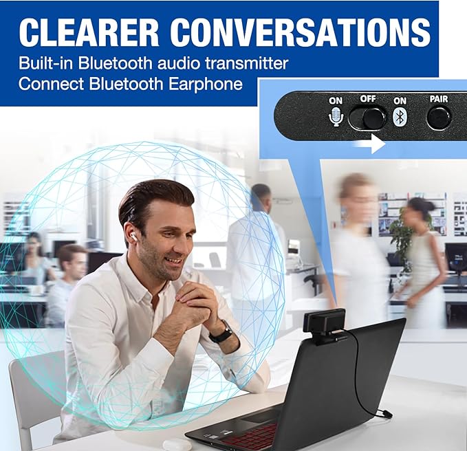 Gsou Webcam with Headset and Microphone, 1080P Webcam with Privacy Cover, Plug and Play Web Camera for Desktop Computer Zoom Meetings, Audio Bluetooth only for Headset