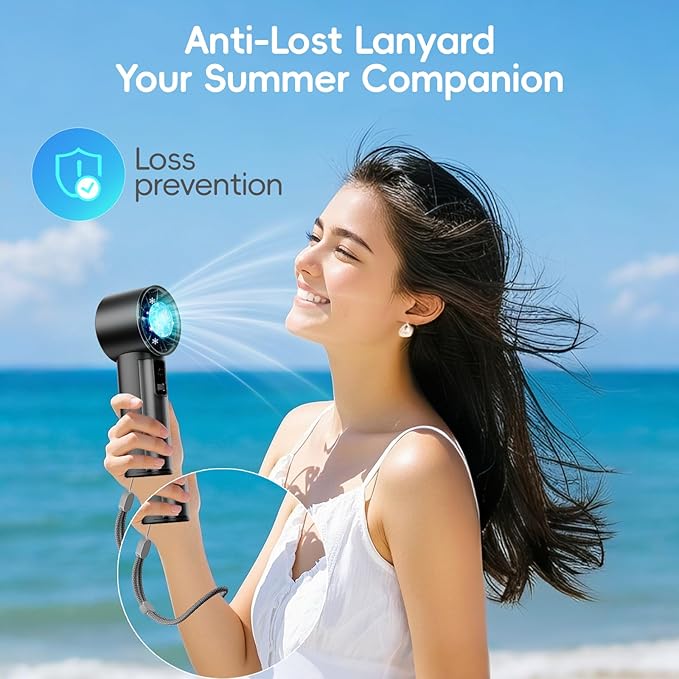 PANERGY Handheld Fan with Ice Cooler, Mini Portable Fan Rechargeable, 18Hrs Cooling, 0-100 Adjustable Speed, Small Yet Powerful, Personal Hand Fans for Travel, Beach, Outdoor, Makeup, Gifts for Women