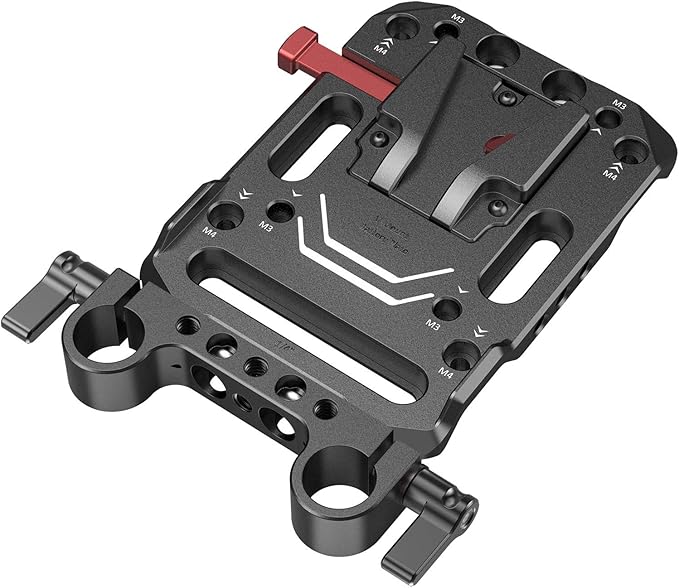 SmallRig V Mount Battery Plate, V-Lock Battery Plate with Dual 15mm Rod Clamp, 1/4"-20 & 3/8"-16 Threaded Holes, for SmallRig V Mount Battery VB99 SE / VB99 / VB99 Pro, for Neewer PS099E