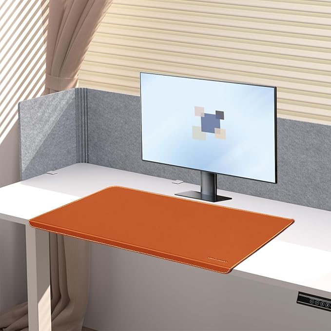ERGO COLLECT Desk Mat with Lip & Reinforced Stitched Edge|Non-Slip Waterproof PU Leather Desk Pad|Ergonomic Keyboard Mouse Pad with Edge Protector|for Office, Home, Study(28.74" x 16.73",Brown)