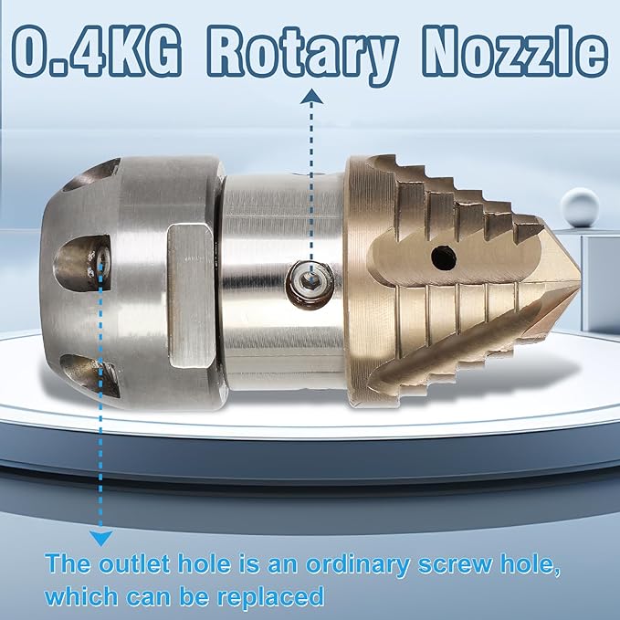 Anrain 3/8 Sewer Jetter Nozzle for 70 L/min Pressure Washer, 360 Degree 3/8 NPT Sewer Jetter Rotating Nozzle, Stainless Steel, for Courtyards, Cars, Outdoor Facilities, 2-Year US Warranty