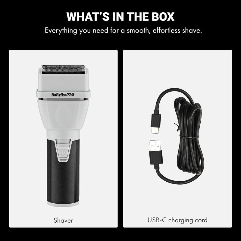 BaBylissPRO COREFX Professional Double Foil Electric Shaver for Men - Waterproof Cordless Wet/Dry Foil Razor with 9,000 RPM Motor and USB-C Charging