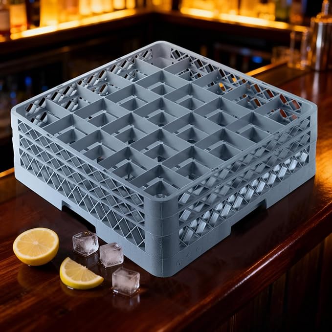 Commercial Cup Rack 3 Packs 25 Compartment Base with 2 Extenders | Polypropylene Dish Drying Rack | Quitly Clean Divided Durable Dishwasher Rack for Restaurants Bar Hotel Canteen Kitchen