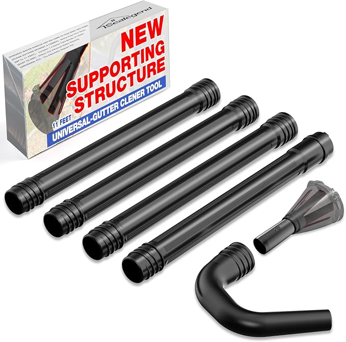 Sealegend Universal Gutter Cleaning Kit for Leaf Blowers with New Supportive Structure Vacuum Attachment for Blower Gutter Cleaning Tools from The Ground Leaf Reomver, 11 Feet