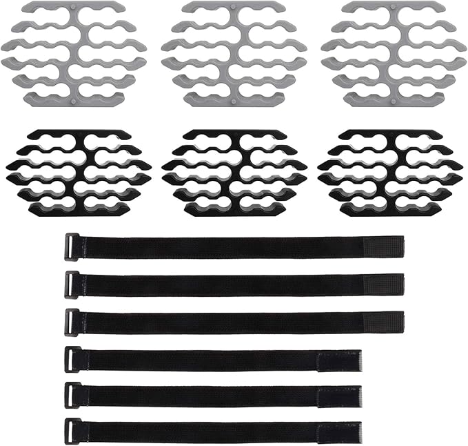 IMPRESA Cable Comb Organizer Kit - Black, Grey, Zip Style Wire Management Tools for Network & Office Setup - Cat6a Cable Combs for Data Center & 24 Wires - Dressing Tool for Neat Organization