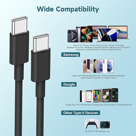 chcela [3+6+10FT] 60W USB C to C Cable 3Pack