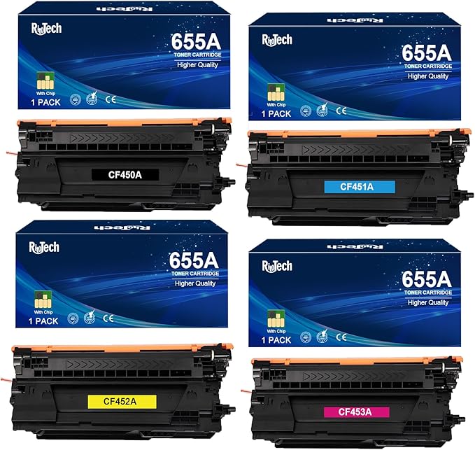655A Toner Cartridge,Replacement for HP 655 A CF450A for HP Color LaserJet Enterprise M652 M653 M652n M652 M653dn M653x M653,Black Cyan Yellow Magenta,4 Pack