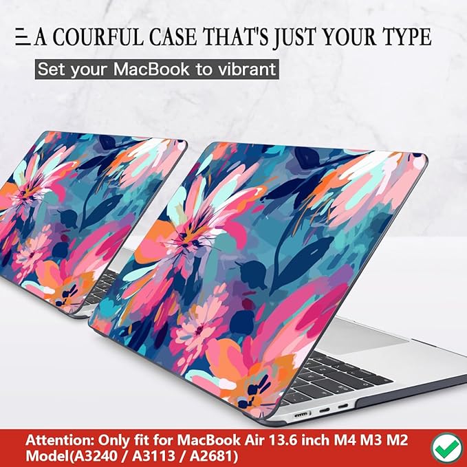 CISSOOK Compatible with MacBook Air 13.6 inch Case 2026 2025 2024 2023 2022 Release M5 M4 M3 M2 Chip A3449 A3240 A3113 A2681, Hard Shell Case Keyboard Cover Screen Protector, Muti-Color Painting