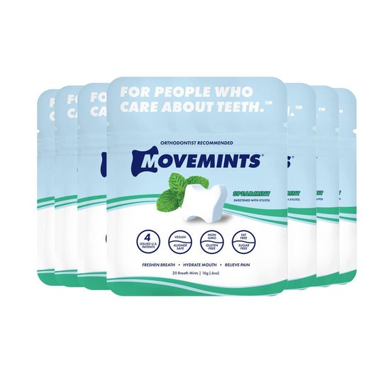 Movemints Clear Aligner Mints - Patented Aligner Seating Mints - Edible Alternative to Aligner Chewies - Spearmint Flavor - 20 Count (Pack of 7)