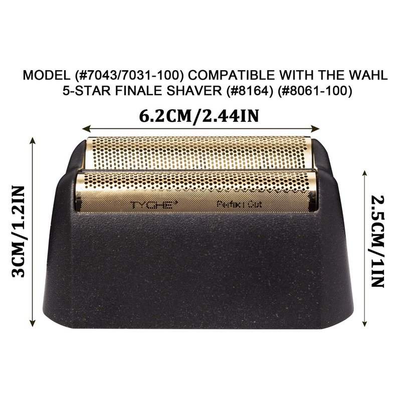 2 pcs Professional 5 Star Series Finale Shaver Shaper Replacement Super Close Gold Foil and Cutter Bar Assembly, Compatible with Wahl Shaver Foil Model 7043-100,Shaving for Barbers and Stylists