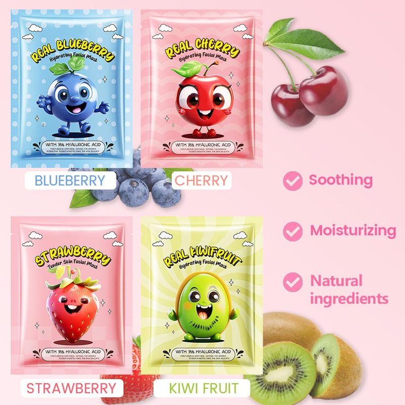 Kids Face Masks - 40 Pack Bulk Spa Day Kit | Moisturizing Sheet Masks for All Skin Types