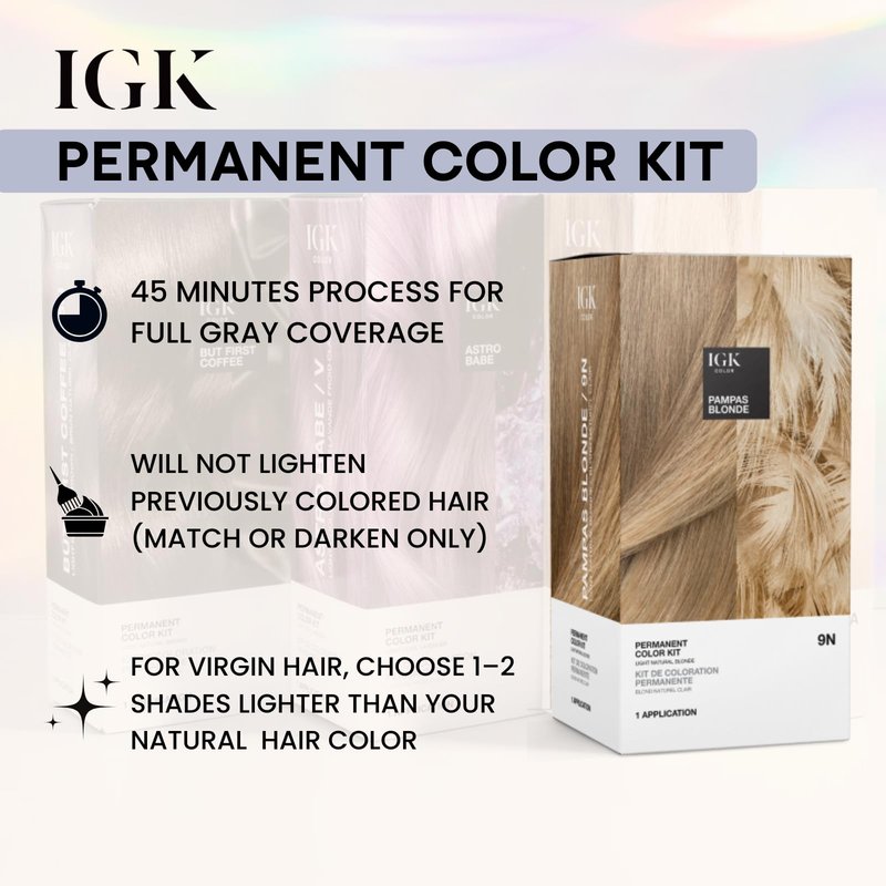 IGK Permanent Hair Dye Color Kit | 2N 00:00 - Black | 100% Gray Color Coverage | Ammonia Free