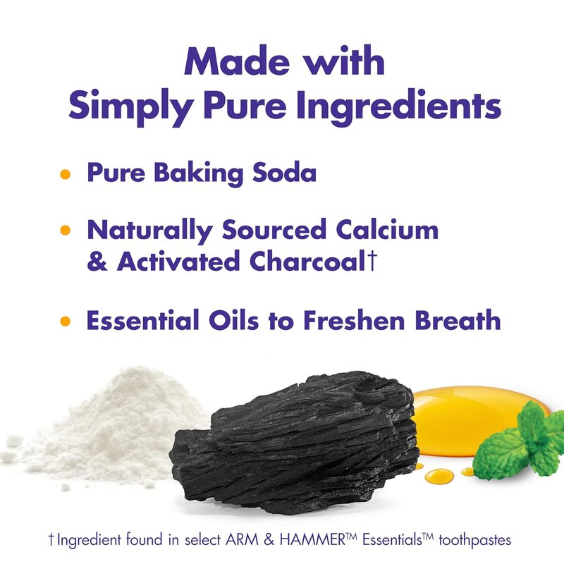 ARM & HAMMER Fluoride-Free Toothpaste with Activated Charcoal - 4 Pack of 4.3oz Mint Tubes | Natural Baking Soda Deodorant 4-Pack