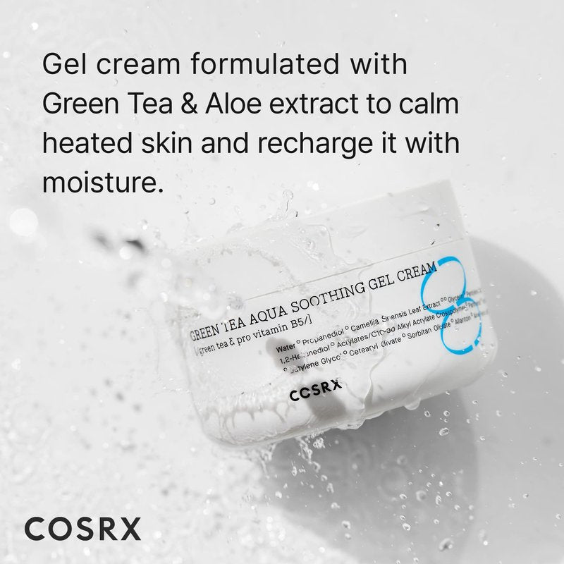 COSRX Hydrium Green Tea Aqua Soothing Gel Cream, 1.69 fl.oz / 50ml | Lightweight Daily Cream | Camelia, Aloe Gel | Korean Skin Care, No Animal Testing, Paraben Free