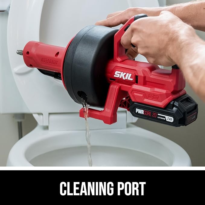 SKIL PWR CORE 12/20V Cordless Power Snake Drain Cleaner Kit, Includes 12V 2.0Ah Lithium Battery & 20V Charger - AU0225D-11
